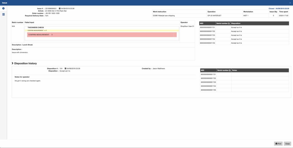 Electronic work instruction issue management